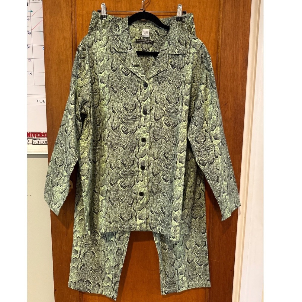Alexander Del Rossa‎ set Medium snake green lounge pajamas flannel cotton coord